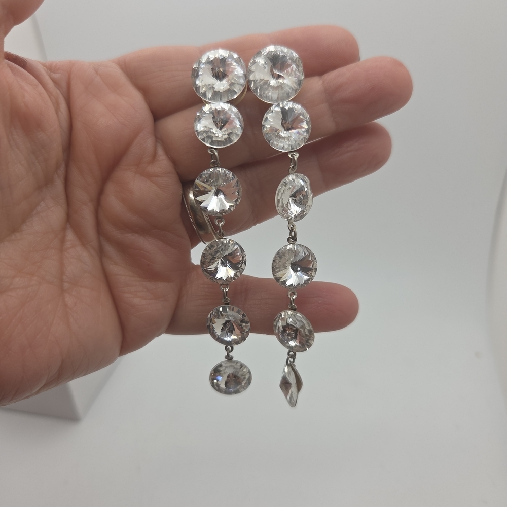 Elegant Silver Crystal Drop Earrings